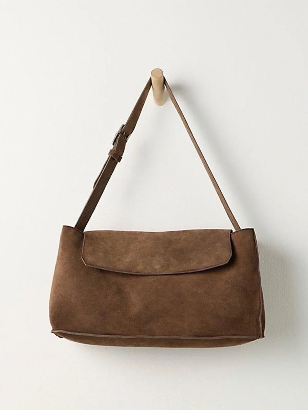 New free people Lottie Suede messenger bag espresso Brown flap